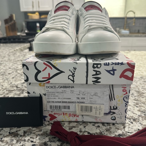 Dolce & Gabbana White and Red Sneakers